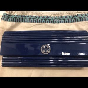 Tory Burch blue resin clutch